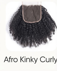 Afro Kinky Curly Lace Closure Human Hair Piece | 4C Natural Texture Finish