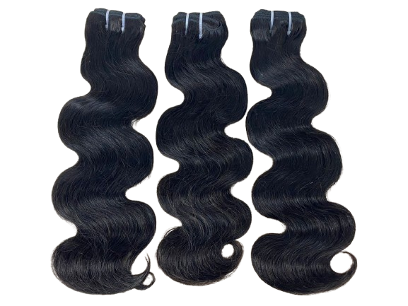 Natural Black Body Wave Human Hair Weave - Bouncy & Versatile